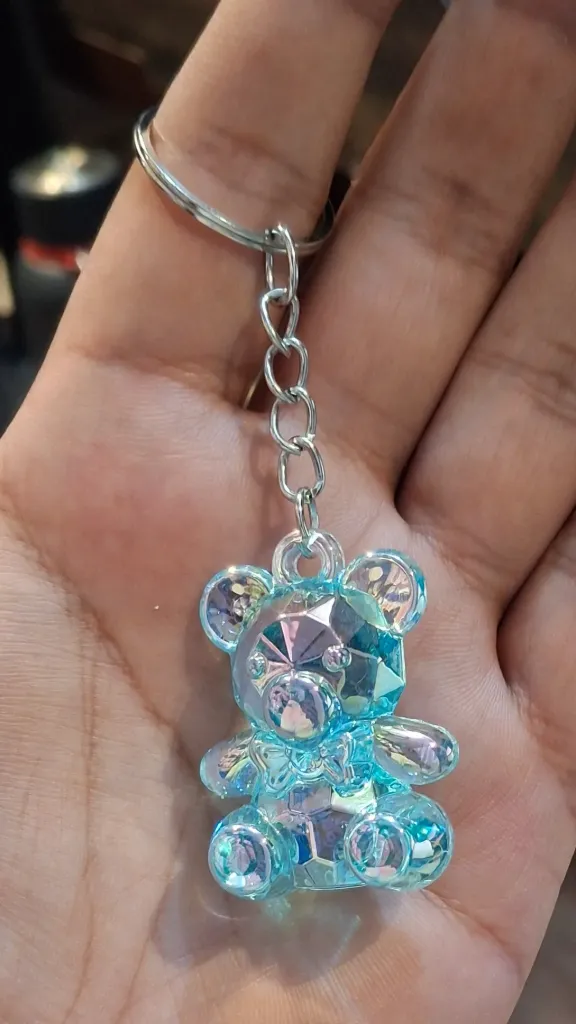 bear silver ring keychain