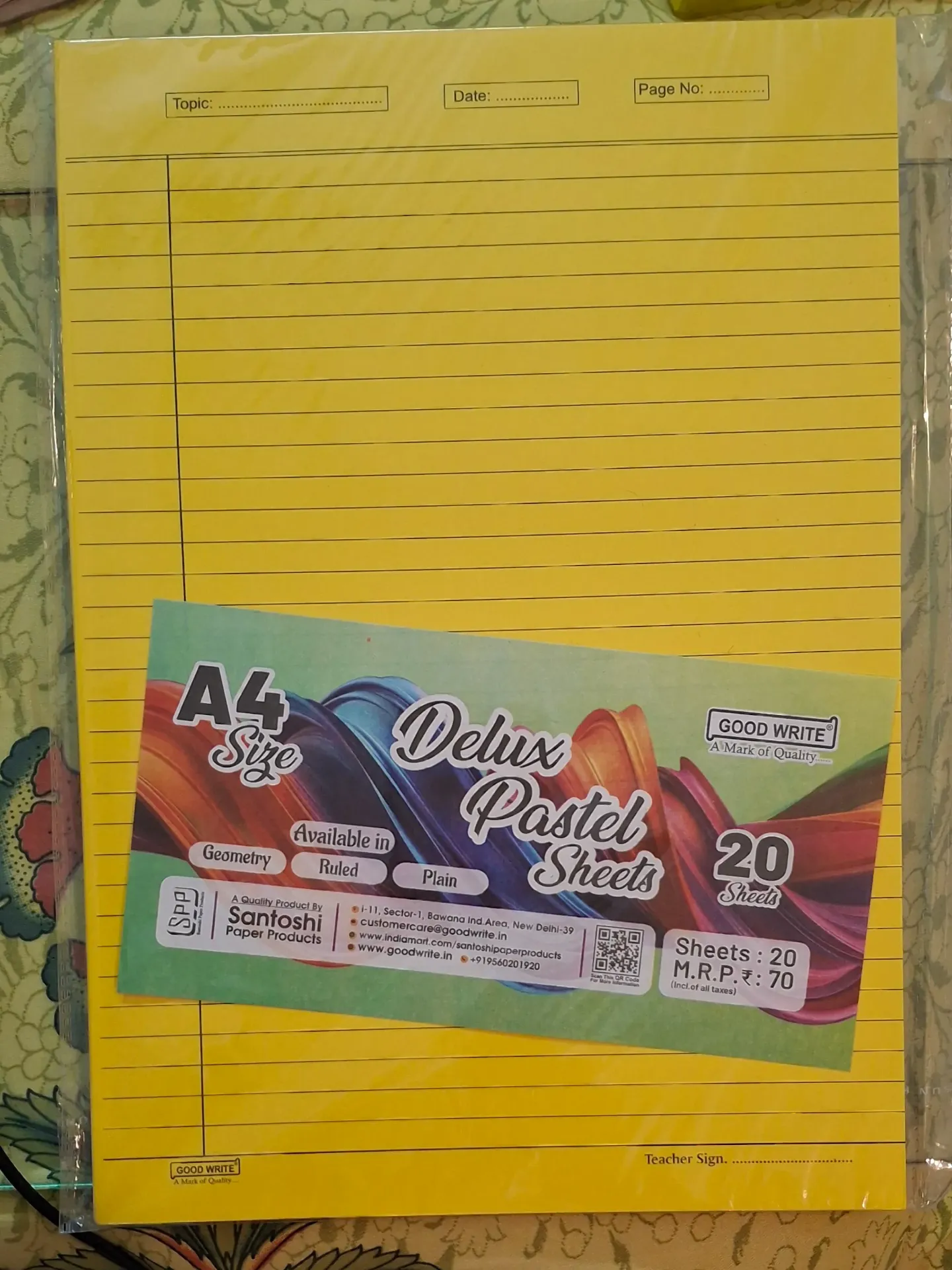 A4 Sheet - color ruled| Good Write | Mrp70